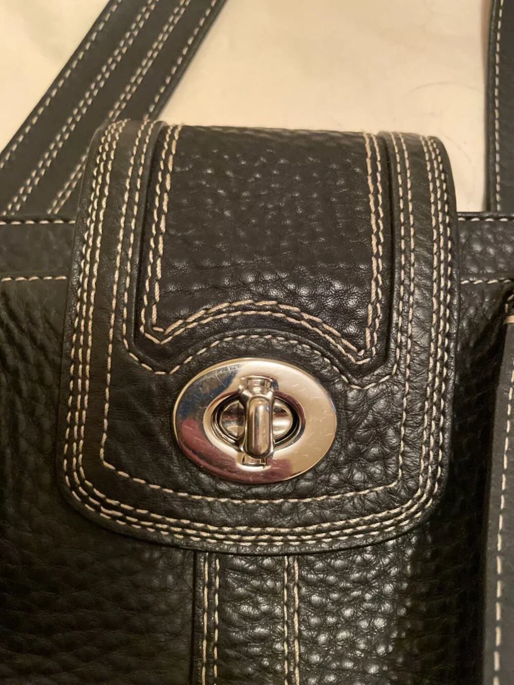 Coach Hampton F13961 Pebbled Leather Satchel Handbag